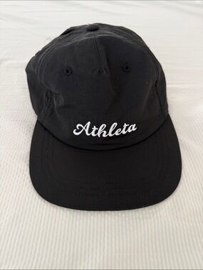 Athleta Black Cap with White Script Logo